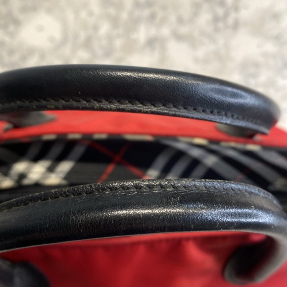 Burberry Blue Label Mini Red Tote w/ Nova Check Print EUC - Picture 9 of 11